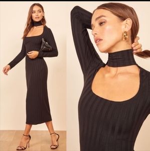 Reformation Kendrick Dress in Black - Large